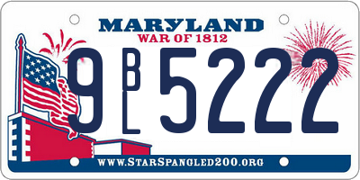 MD license plate 9BL5222