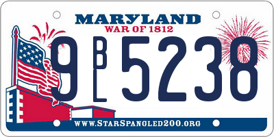 MD license plate 9BL5238
