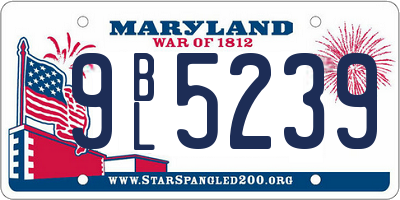 MD license plate 9BL5239