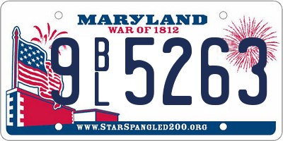 MD license plate 9BL5263