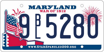 MD license plate 9BL5280