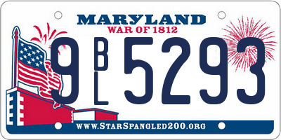 MD license plate 9BL5293