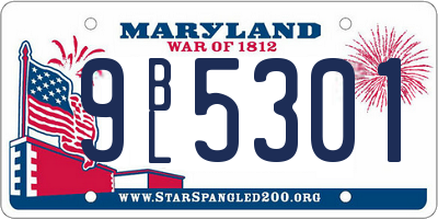 MD license plate 9BL5301