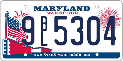MD license plate 9BL5304