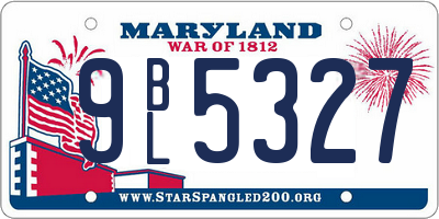 MD license plate 9BL5327