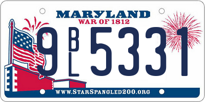 MD license plate 9BL5331