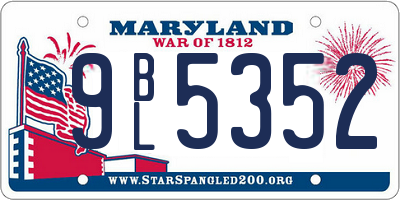 MD license plate 9BL5352