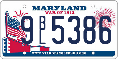 MD license plate 9BL5386