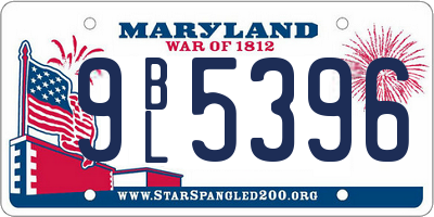 MD license plate 9BL5396