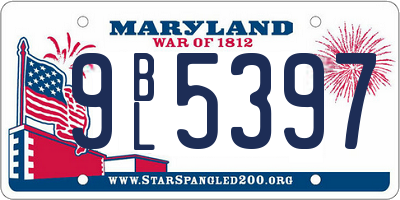 MD license plate 9BL5397