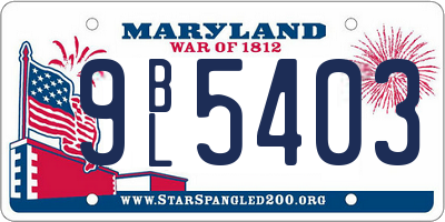 MD license plate 9BL5403