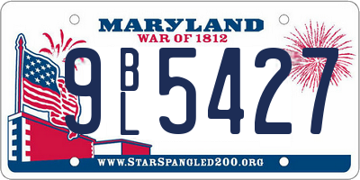 MD license plate 9BL5427