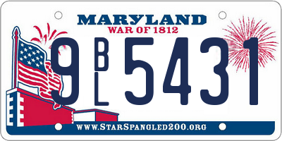 MD license plate 9BL5431