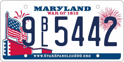 MD license plate 9BL5442