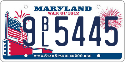 MD license plate 9BL5445
