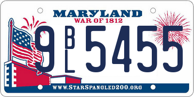 MD license plate 9BL5455