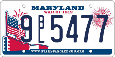 MD license plate 9BL5477