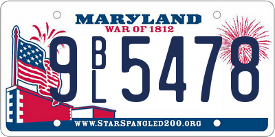 MD license plate 9BL5478