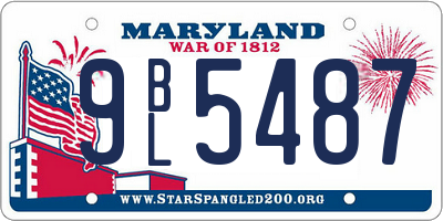 MD license plate 9BL5487