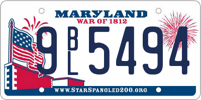 MD license plate 9BL5494