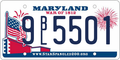 MD license plate 9BL5501
