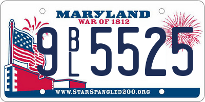 MD license plate 9BL5525