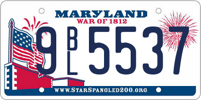 MD license plate 9BL5537