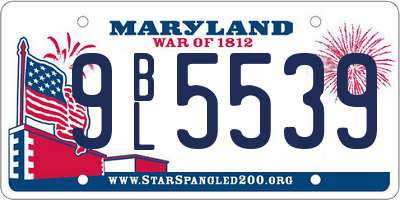 MD license plate 9BL5539