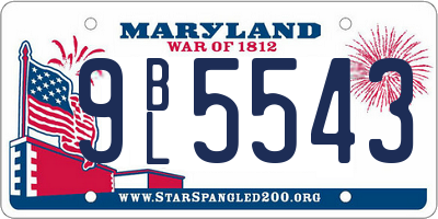 MD license plate 9BL5543