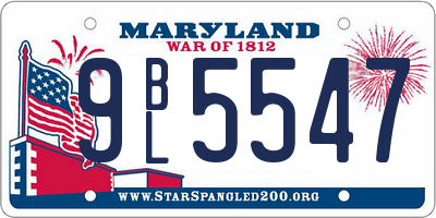 MD license plate 9BL5547
