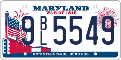 MD license plate 9BL5549