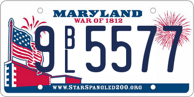 MD license plate 9BL5577