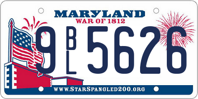 MD license plate 9BL5626