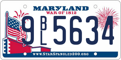 MD license plate 9BL5634