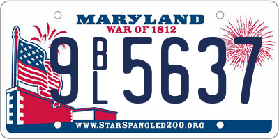 MD license plate 9BL5637