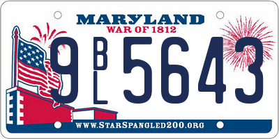 MD license plate 9BL5643
