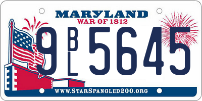 MD license plate 9BL5645