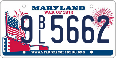 MD license plate 9BL5662
