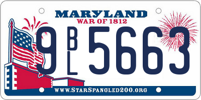 MD license plate 9BL5663