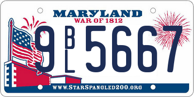 MD license plate 9BL5667