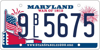 MD license plate 9BL5675