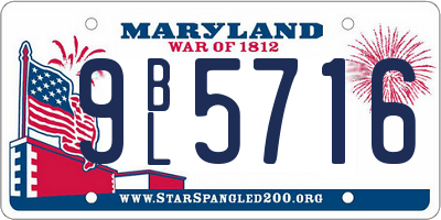 MD license plate 9BL5716