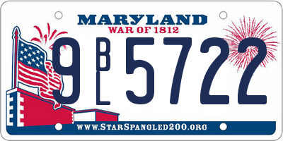 MD license plate 9BL5722