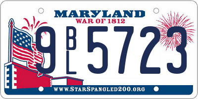 MD license plate 9BL5723