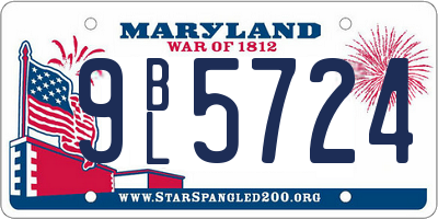 MD license plate 9BL5724