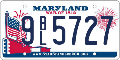 MD license plate 9BL5727