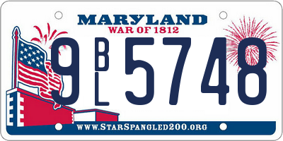 MD license plate 9BL5748