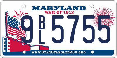 MD license plate 9BL5755