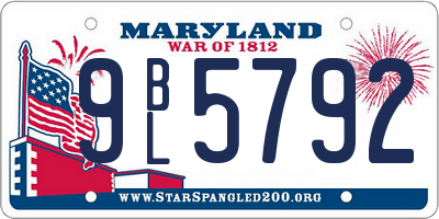 MD license plate 9BL5792