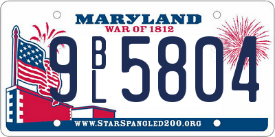 MD license plate 9BL5804
